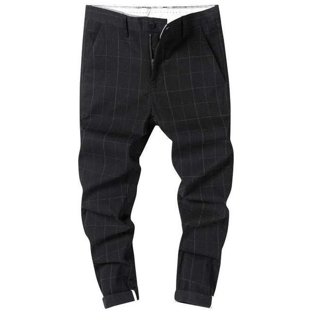 Straton Check Slim Pants | Casual Plaid Straight-Leg Trousers for Men - northernnomad