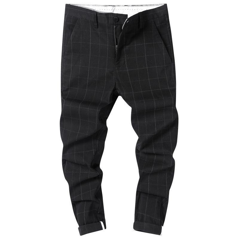 Straton Check Slim Pants | Casual Plaid Straight-Leg Trousers for Men