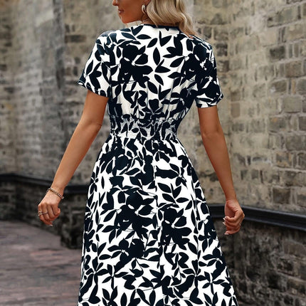 Women's Midi Dress Floral Print Smocked Details