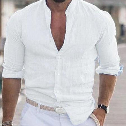Men's Casual Shirt Long Sleeve Solid Color