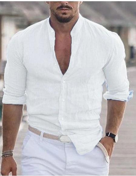 Men's Casual Shirt Long Sleeve Solid Color