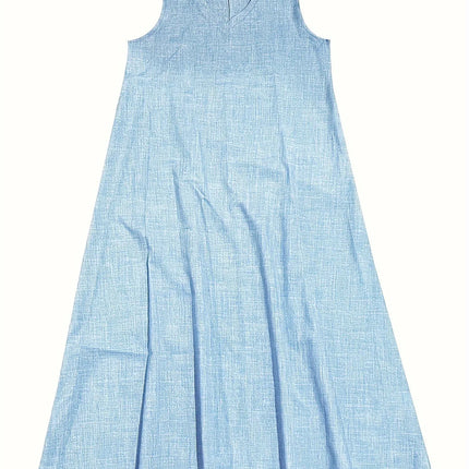 Women’s Maxi Dress - Sleeveless V-Neck - Relaxed Fit - Lightweight Breathable Fabric