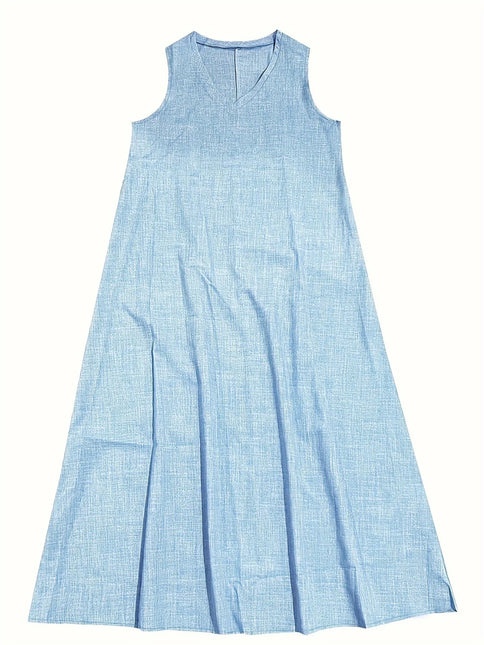 Women’s Maxi Dress - Sleeveless V-Neck - Relaxed Fit - Lightweight Breathable Fabric