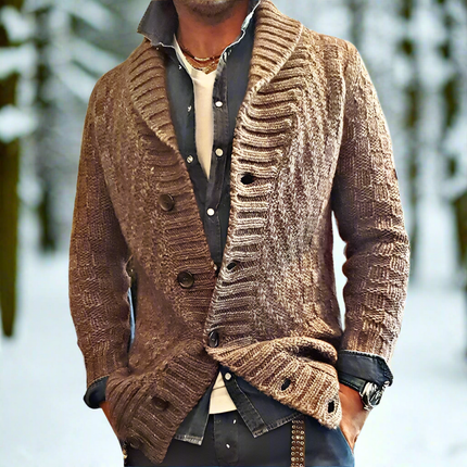 Men's Cardigan Soft Knit Wool Blend Shawl Collar