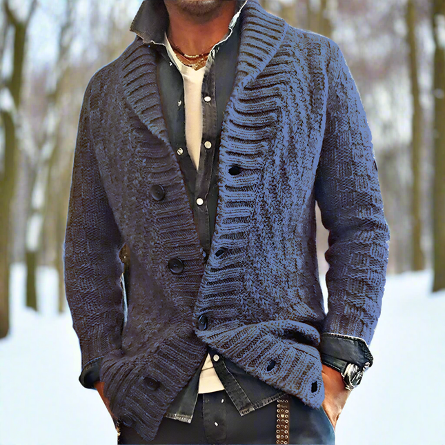 Men's Cardigan Soft Knit Wool Blend Shawl Collar