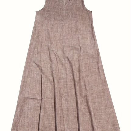 Women’s Maxi Dress - Sleeveless V-Neck - Relaxed Fit - Lightweight Breathable Fabric