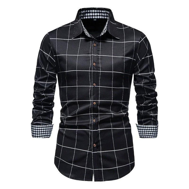 Men's Slim Fit Plaid Dress Shirt