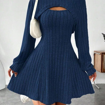 Women's Sweater Dress Cutout Ribbed Design