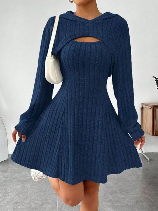 Women's Sweater Dress Cutout Ribbed Design