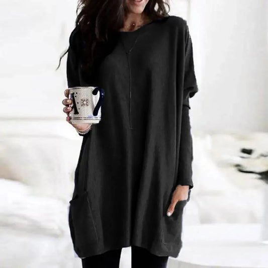 Women's Oversized Cotton Blend Sweater with Pockets
