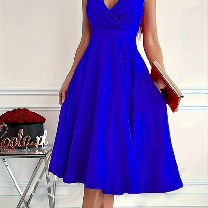 Women's V-Neck Midi Dress Elegant Style