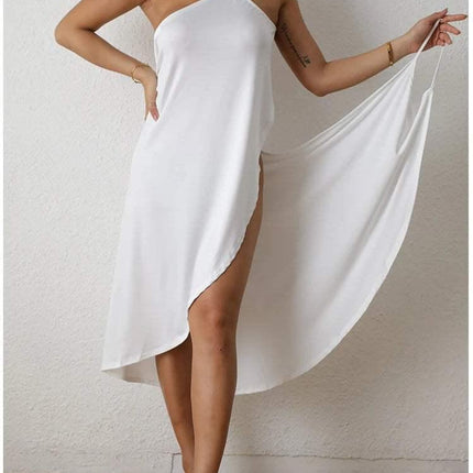 Women's One-Shoulder Maxi Dress - Asymmetrical Cut - High-Low Hem - Elegant Flowy Fit