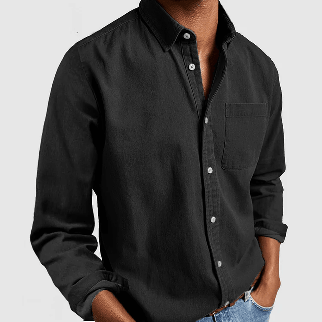 Men's Long Sleeve Casual Shirt Notched Collar