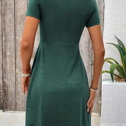 Women's A-Line Dress V-Neck Twisted Front