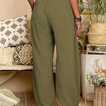 Women's Lightweight Breathable Trousers Relaxed Fit Elastic Waist