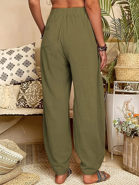 Women's Lightweight Breathable Trousers Relaxed Fit Elastic Waist