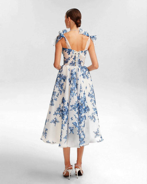 Women's Midi Dress Blue Elegant Style