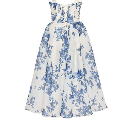 Women's Midi Dress Blue Elegant Style