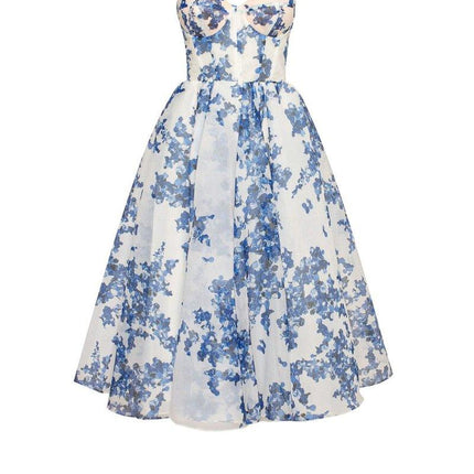 Women's Midi Dress Blue Elegant Style
