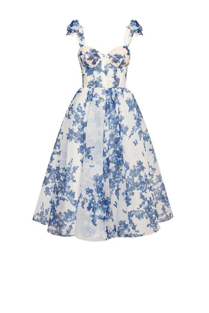 Women's Midi Dress Blue Elegant Style