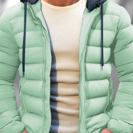 Men's Lightweight Winter Coat Zipper Hood Drawstring