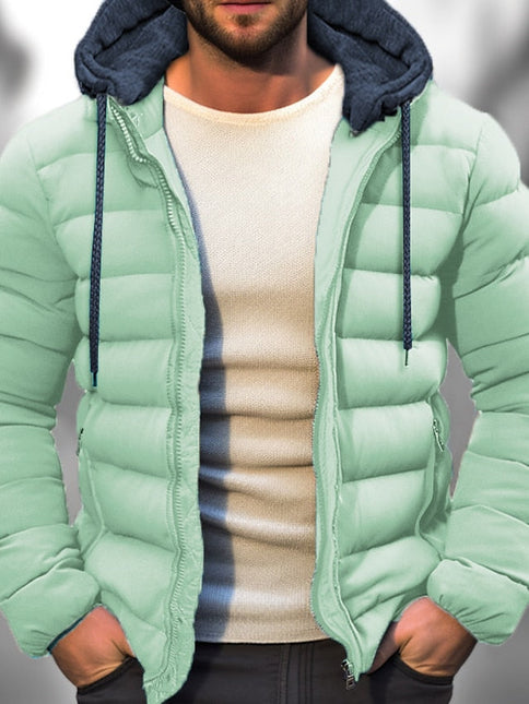 Men's Lightweight Winter Coat Zipper Hood Drawstring