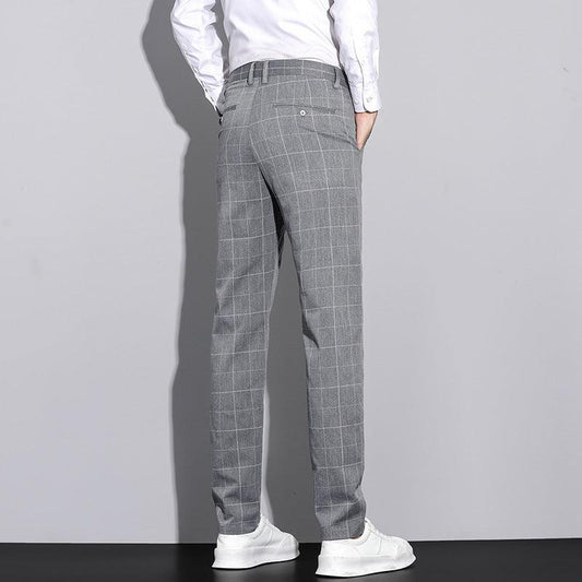 Straton Check Slim Pants | Casual Plaid Straight-Leg Trousers for Men - northernnomad