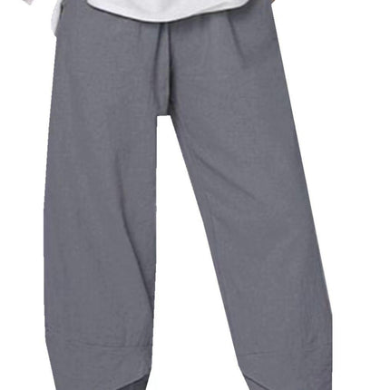 Women's Cropped Culottes Lightweight Fabric Wide Leg Elastic Waist