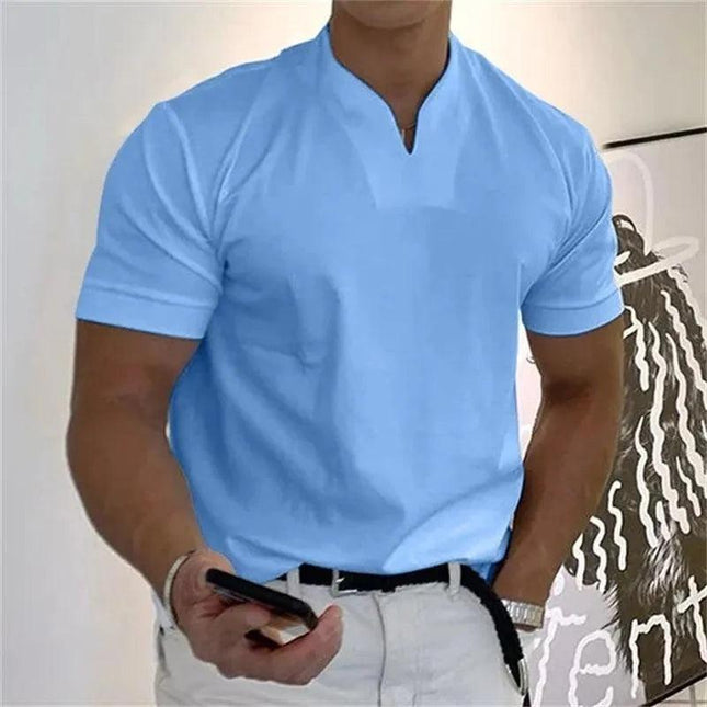 Men’s Slim Fit Athletic T-Shirt Notched V-Neck Short Sleeve