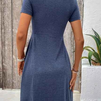 Women's A-Line Dress V-Neck Twisted Front