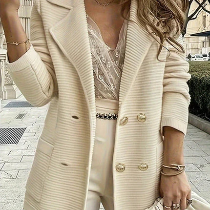 Women's Oversized Blazer Textured Knit Double-Breasted