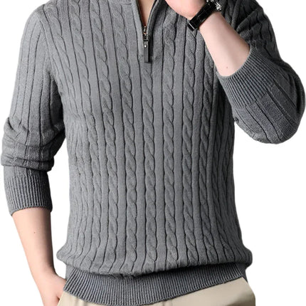 Men's Cable-Knit Quarter Zip Jumper