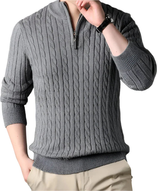 Men's Cable-Knit Quarter Zip Jumper