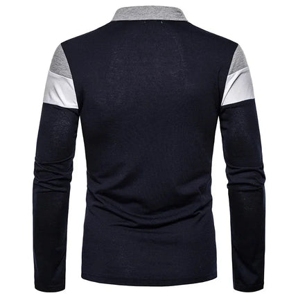 Men’s Long Sleeve Polo Shirt Striped Design