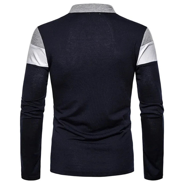 Men’s Long Sleeve Polo Shirt Striped Design