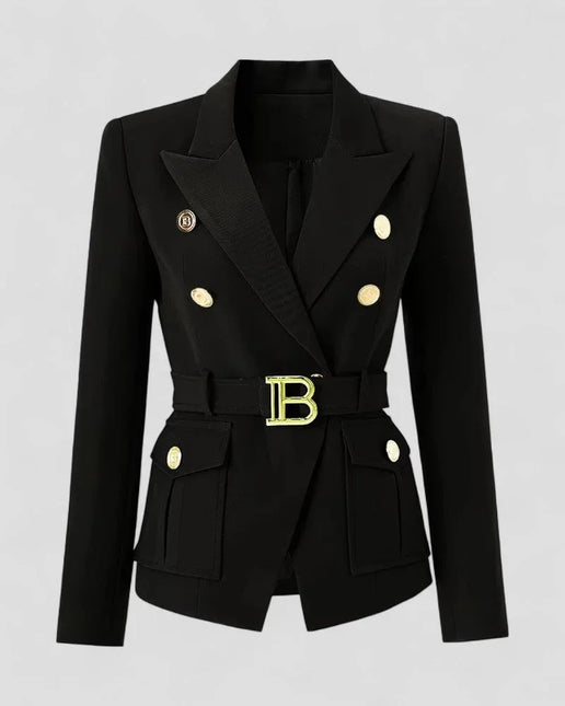 Women's Double Breasted Tailored Blazer with Belt