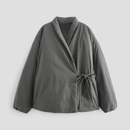 Women's Puffer Jacket Duck Down with Waist Tie