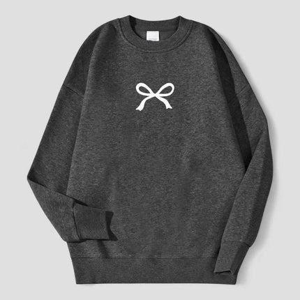 Women's Oversized Bow Print Sweatshirt Cotton Blend Fleece Lined