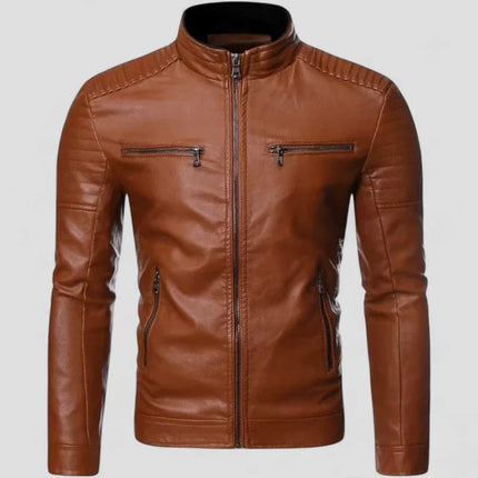 Men's Biker Jacket Faux Leather Slim Fit