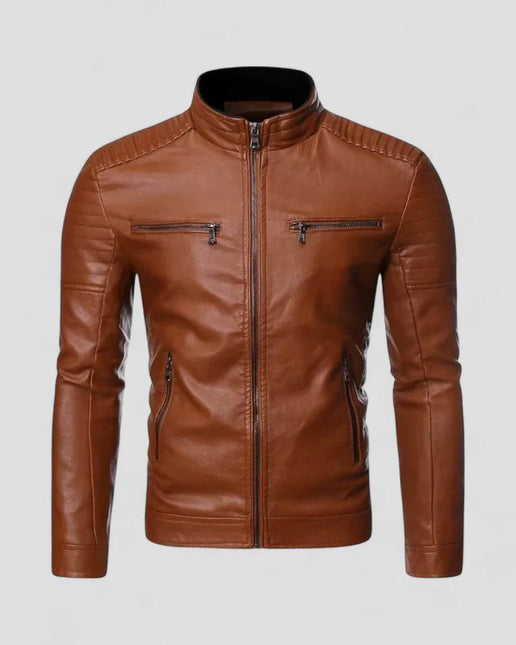 Men's Biker Jacket Faux Leather Slim Fit