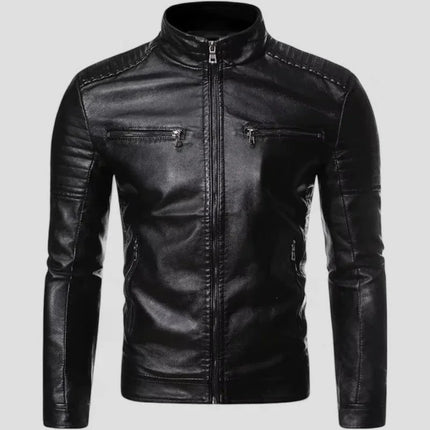 Men's Biker Jacket Faux Leather Slim Fit