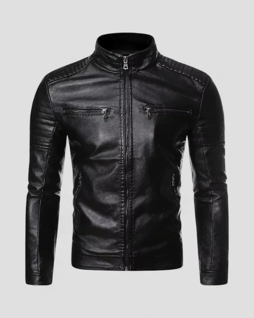 Men's Biker Jacket Faux Leather Slim Fit