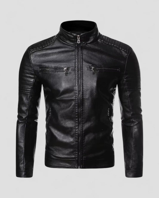 Men's Biker Jacket Faux Leather Slim Fit