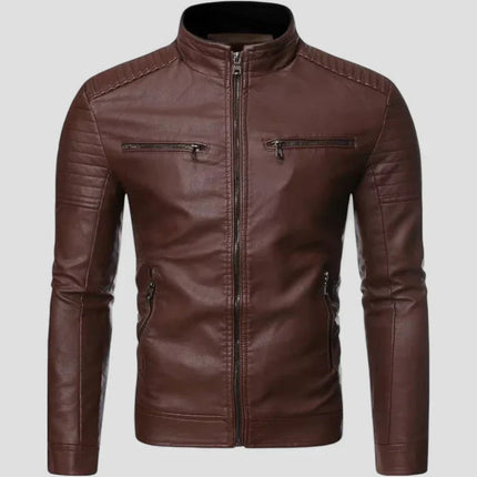 Men's Biker Jacket Faux Leather Slim Fit
