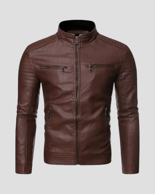 Men's Biker Jacket Faux Leather Slim Fit