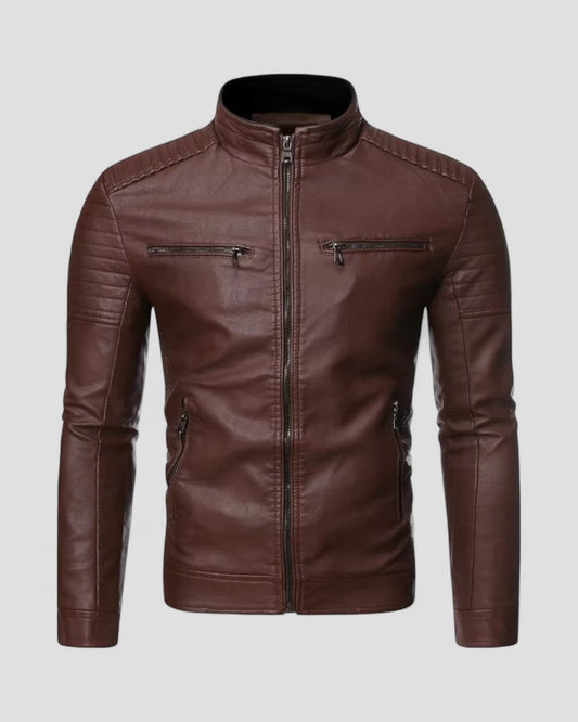 Men's Biker Jacket Faux Leather Slim Fit