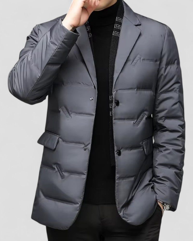Men's Padded Blazer Jacket Cotton Blend Quilted Smart Casual Fit