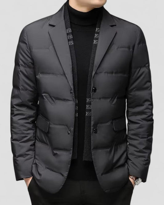 Men's Padded Blazer Jacket Cotton Blend Quilted Smart Casual Fit