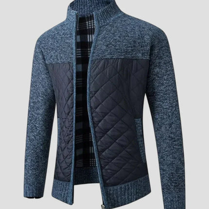 Men's Zip Up Quilted Cardigan Jacket Cotton Blend