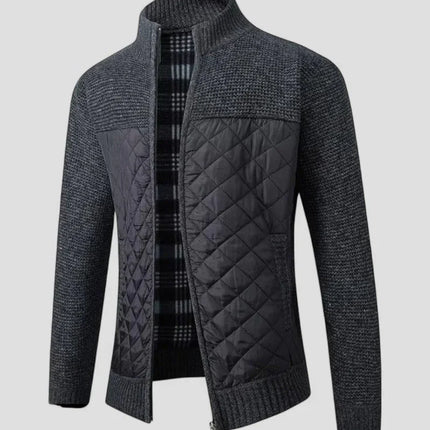 Men's Zip Up Quilted Cardigan Jacket Cotton Blend